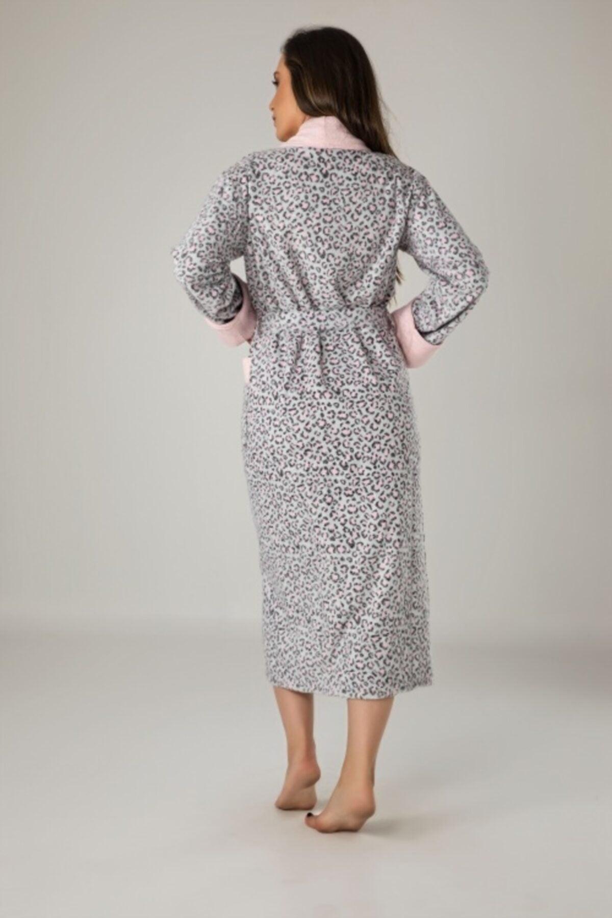 Women's Gray Leopard Bambo Cotton Bathrobe - Swordslife