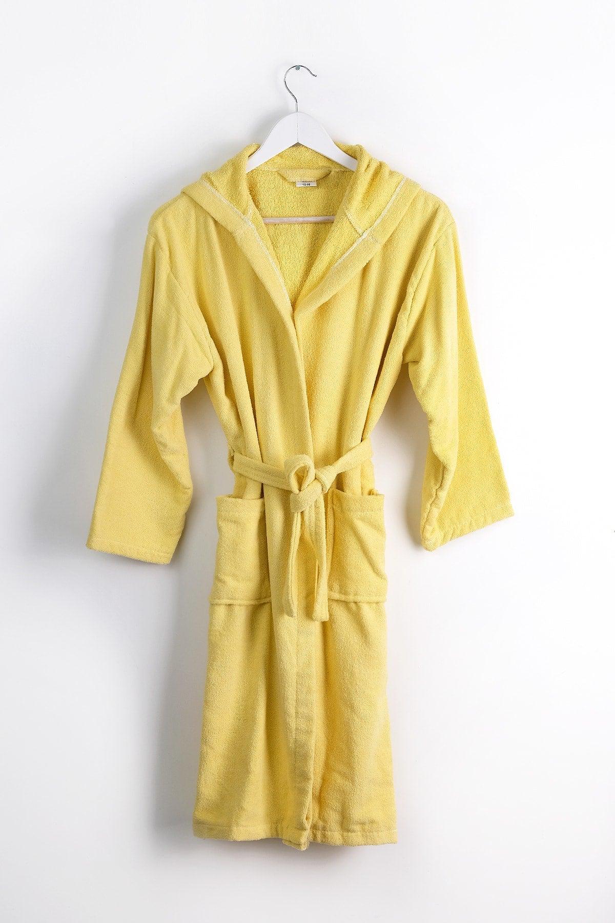 100% Cotton Hooded Velvet Yellow Teen Robe / Waitress Size - Swordslife