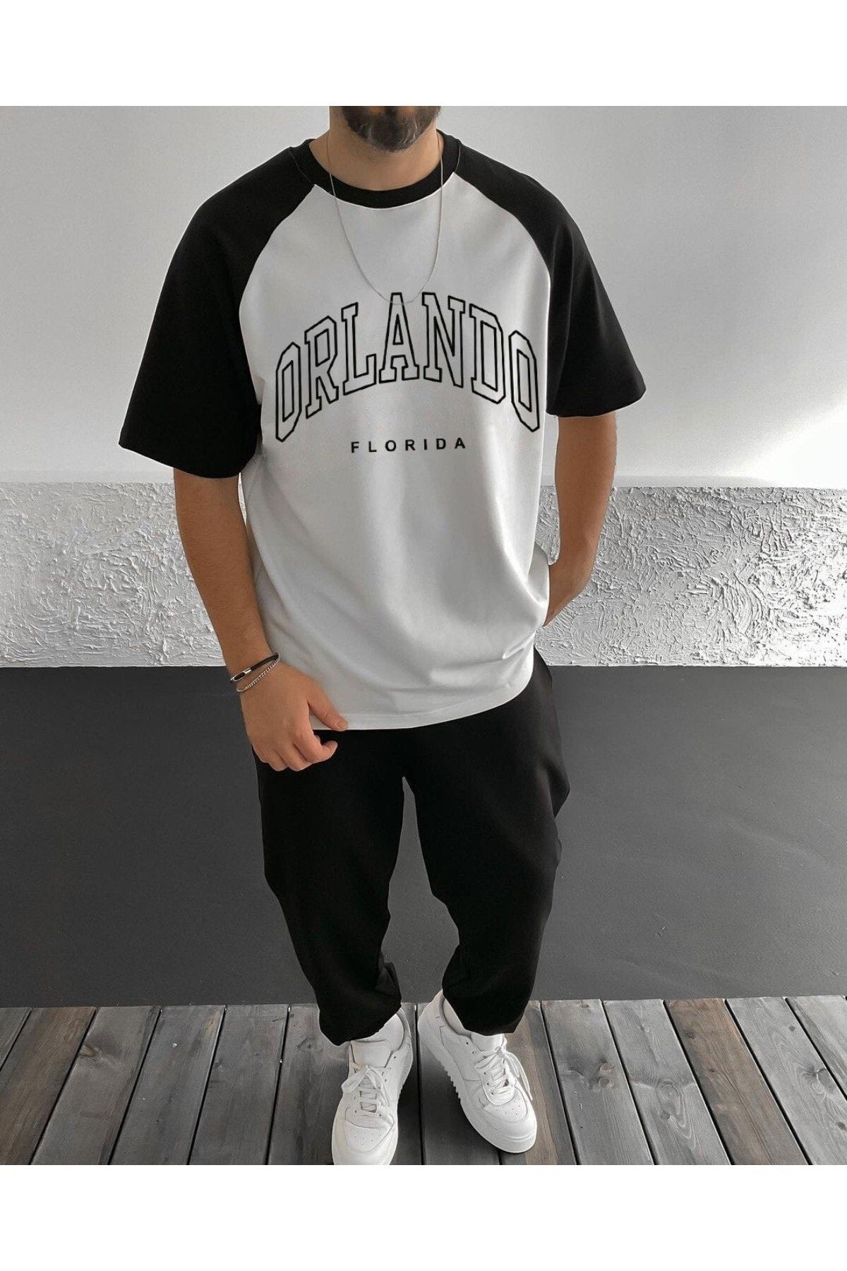 Orlando Florida Printed Black Oversize T-shirt