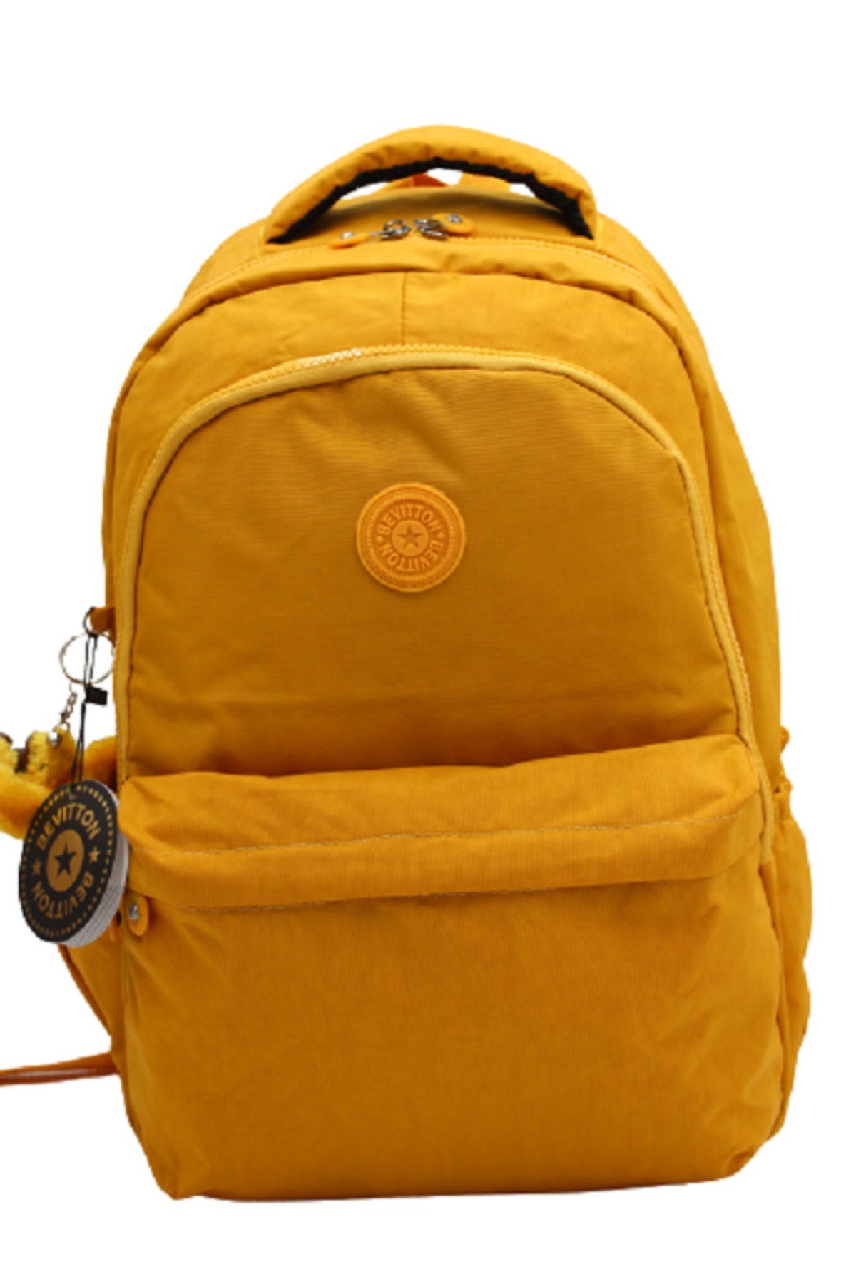 Crinkil Fabric Unisex Mustard School Backpack 2200