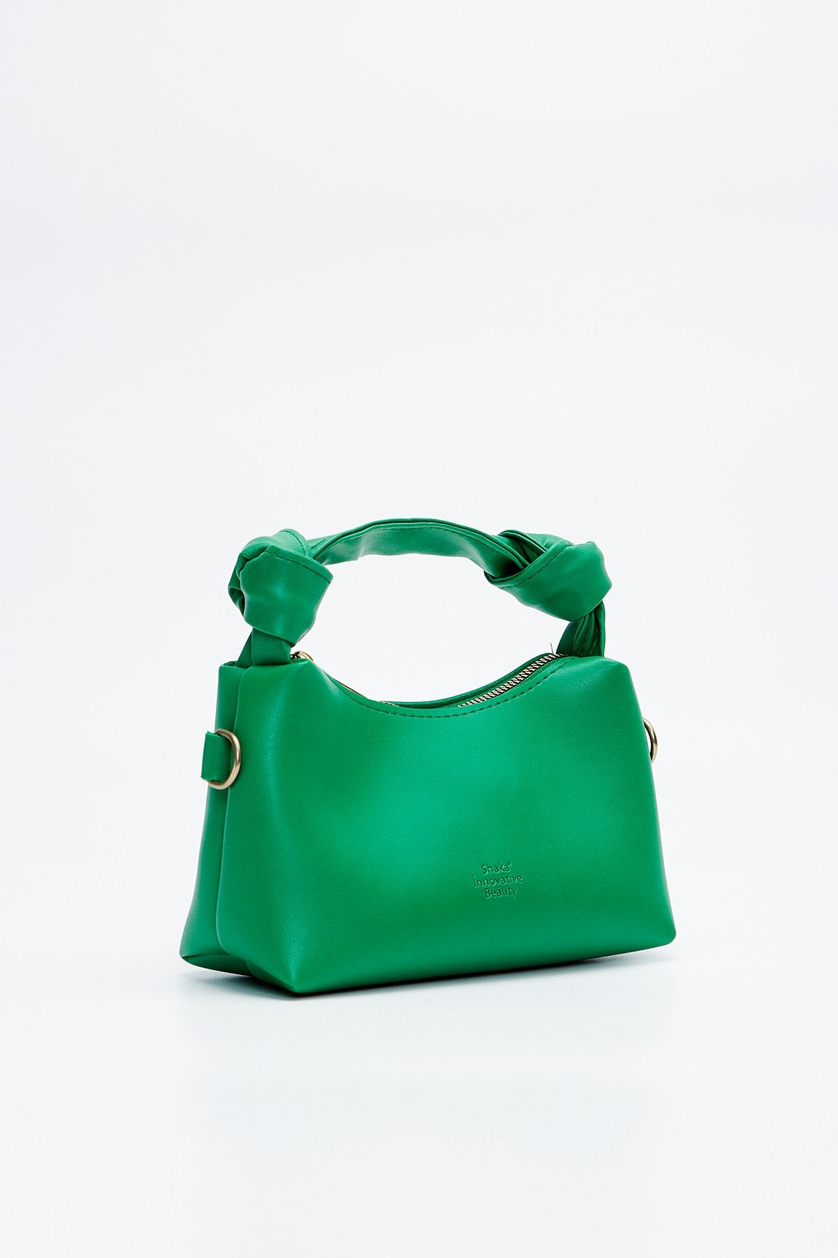 Grass Green Shk24 Soft Leather Knot Detailed Chain Strap Hand and Shoulder Bag L:14 E:22 W:8 cm