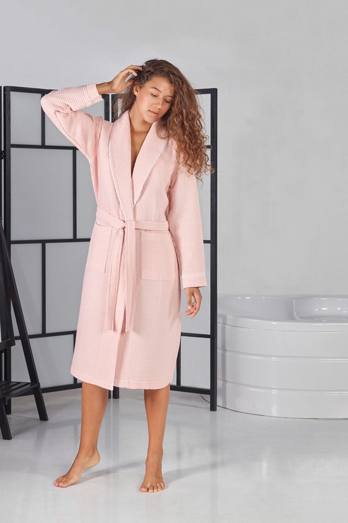 Soho Powder Pique Bathrobe + Bonnet Hair Towel Set - Swordslife