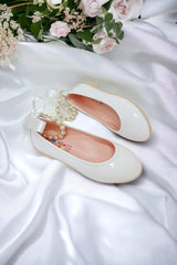 Girl's pearl flat ballet White patent leather