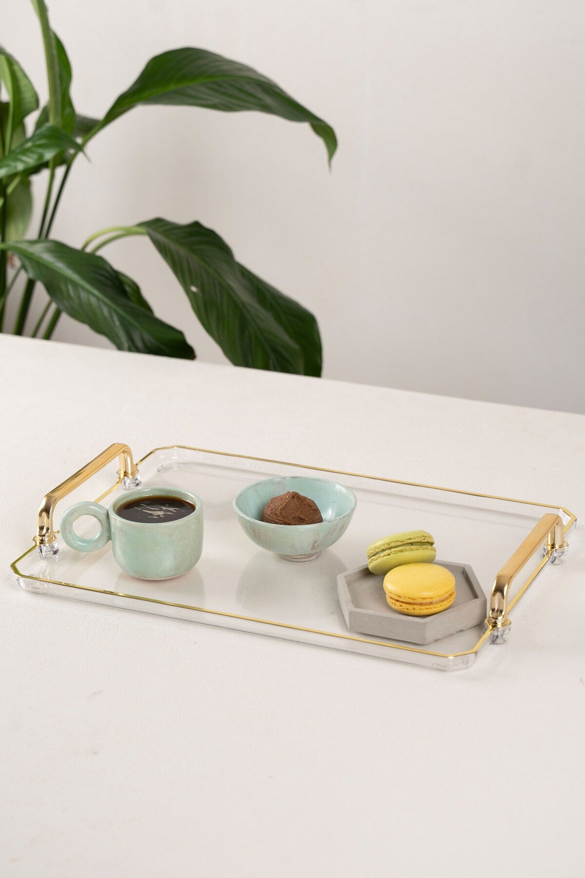 Transparent Tray Presentation Decorative Home Tableware Kitchen Tea Coffee Tray