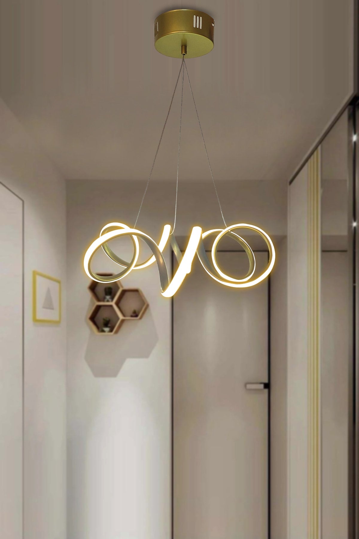 Modern Pendant Lamp Gold Fold Daylight Led Chandelier