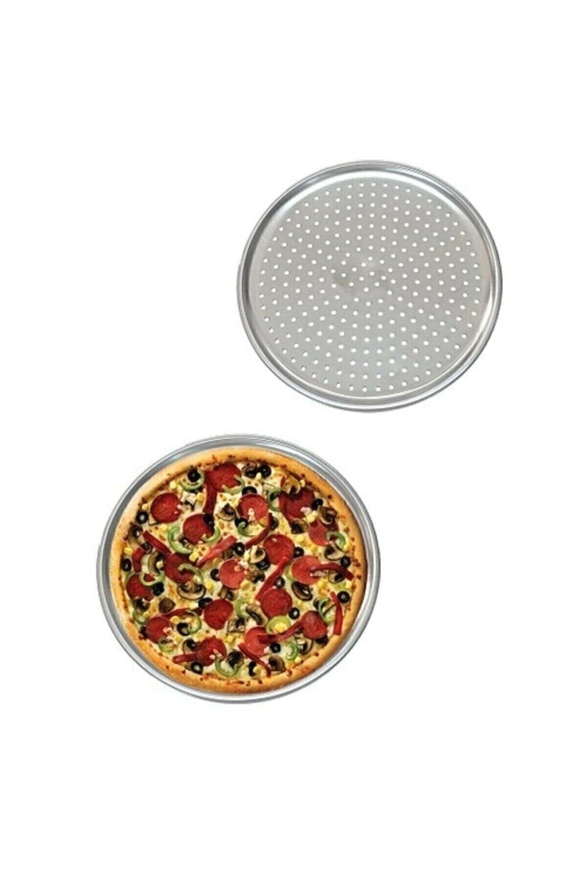 Perforated Steel Pizza And Lahmacun Tray Large -36 Cm - Swordslife