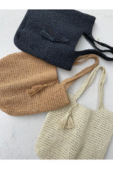 Tasseled Tote Straw Bag