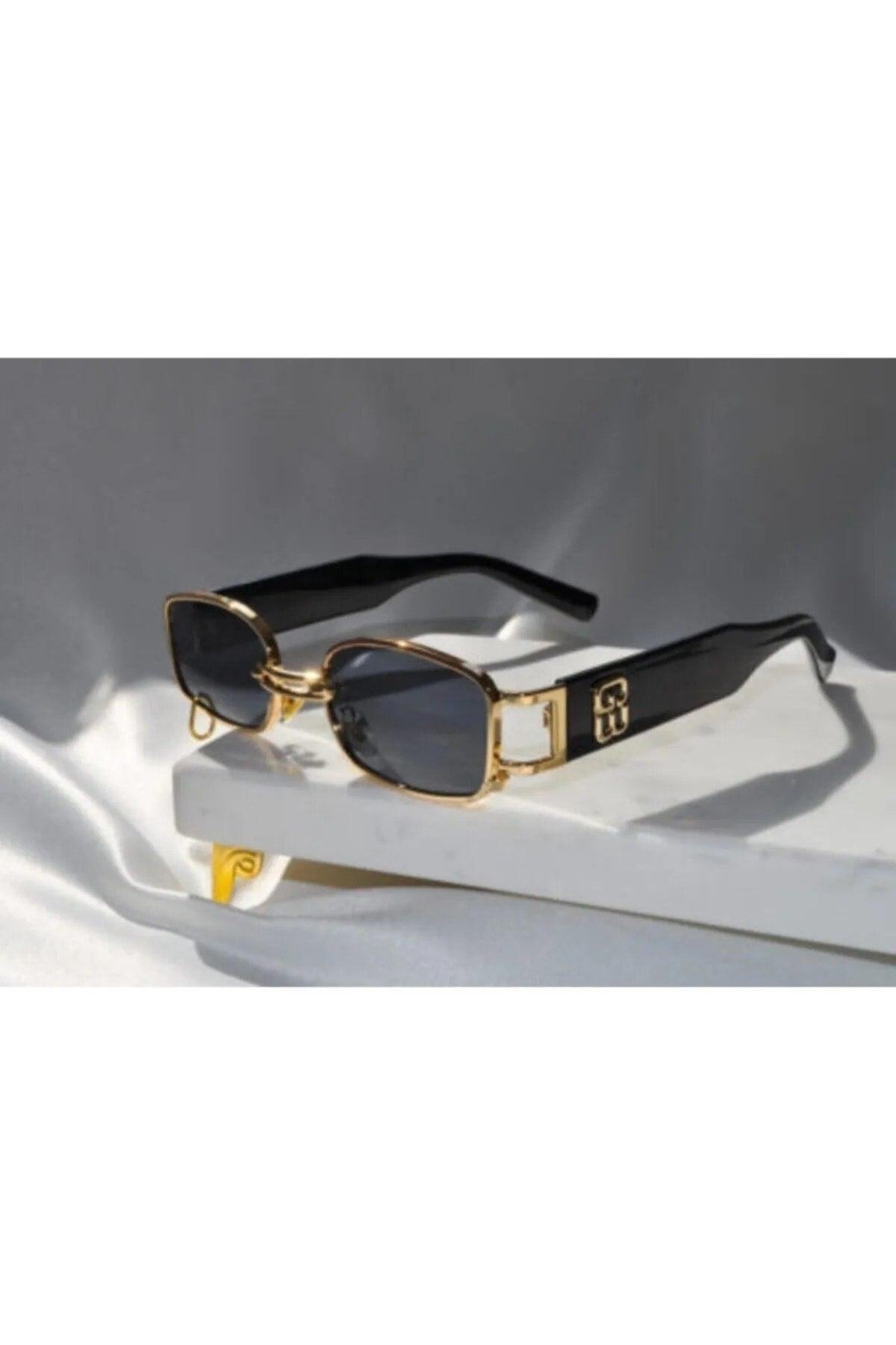 Black Square Ring Gold Frame Sunglasses - Swordslife