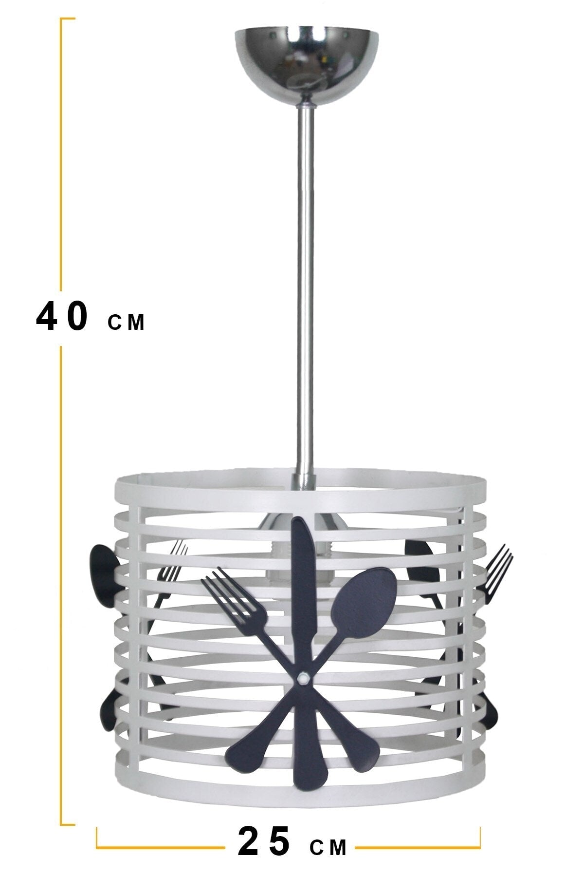 White Case Black Cutlery Loop Kitchen Single Chandelier