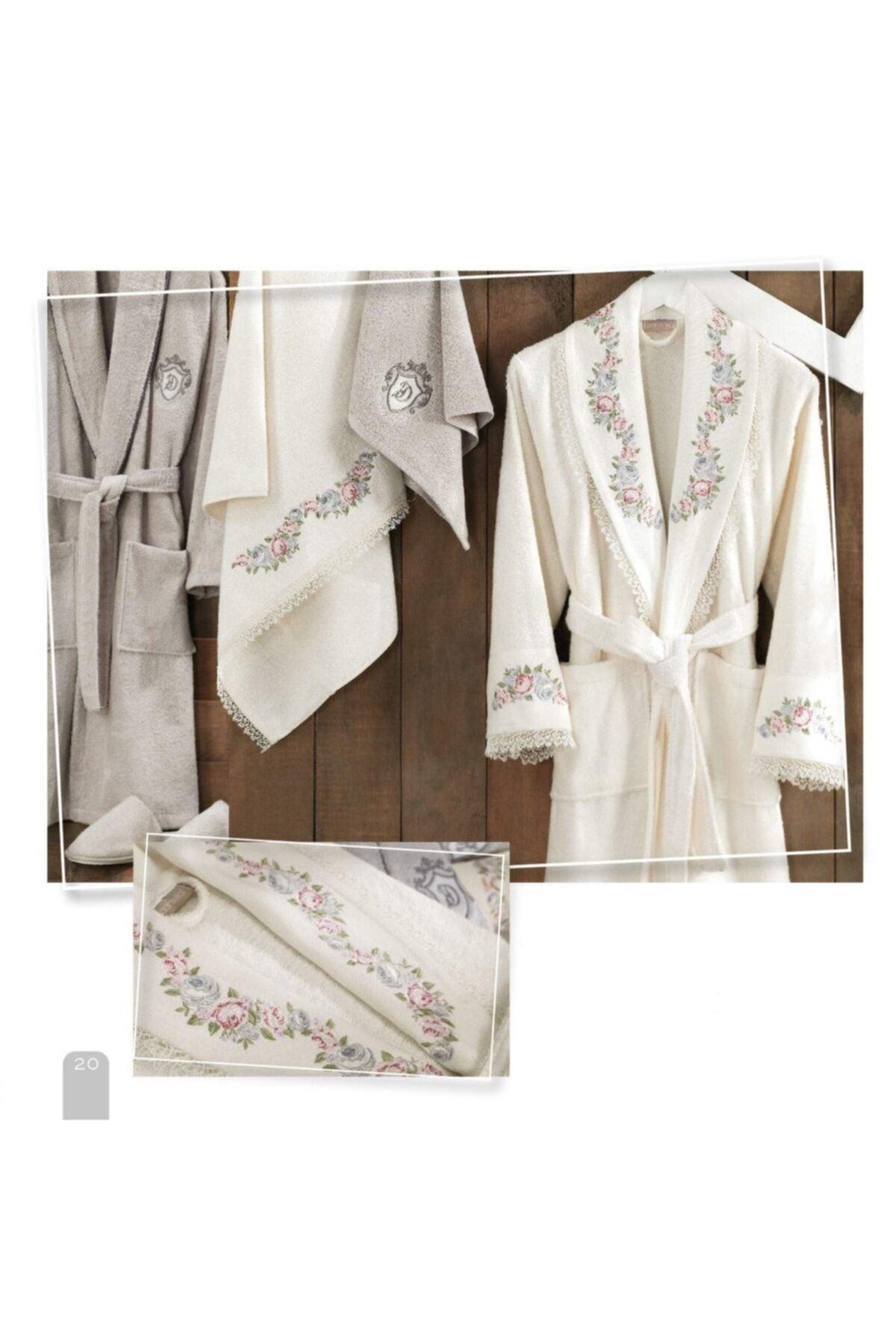 Lara Cream-stone Bamboo Dowry Bathrobe Set - Swordslife