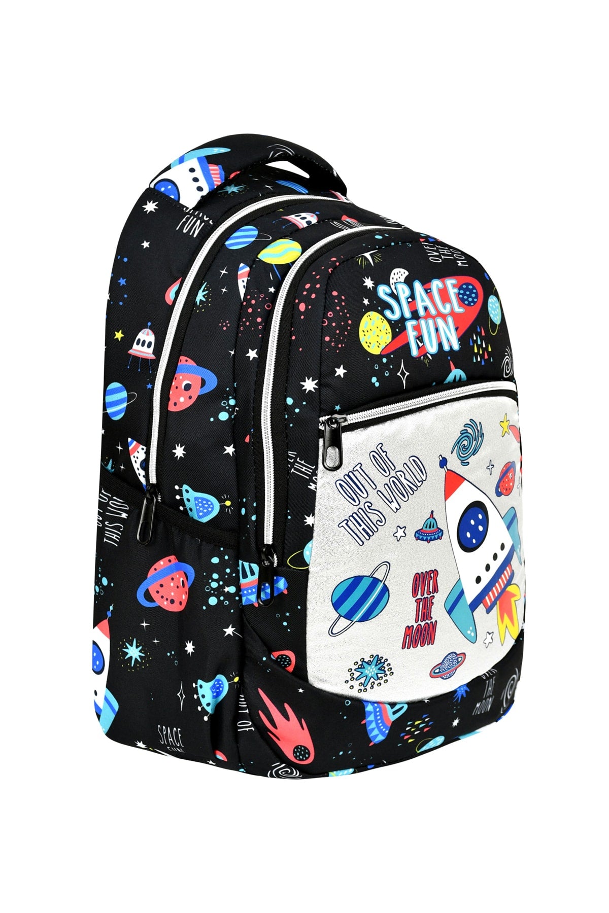 3-pack Elementary School Space Patterned, Waterproof School Bag with Food and Pencil Holder for Boys