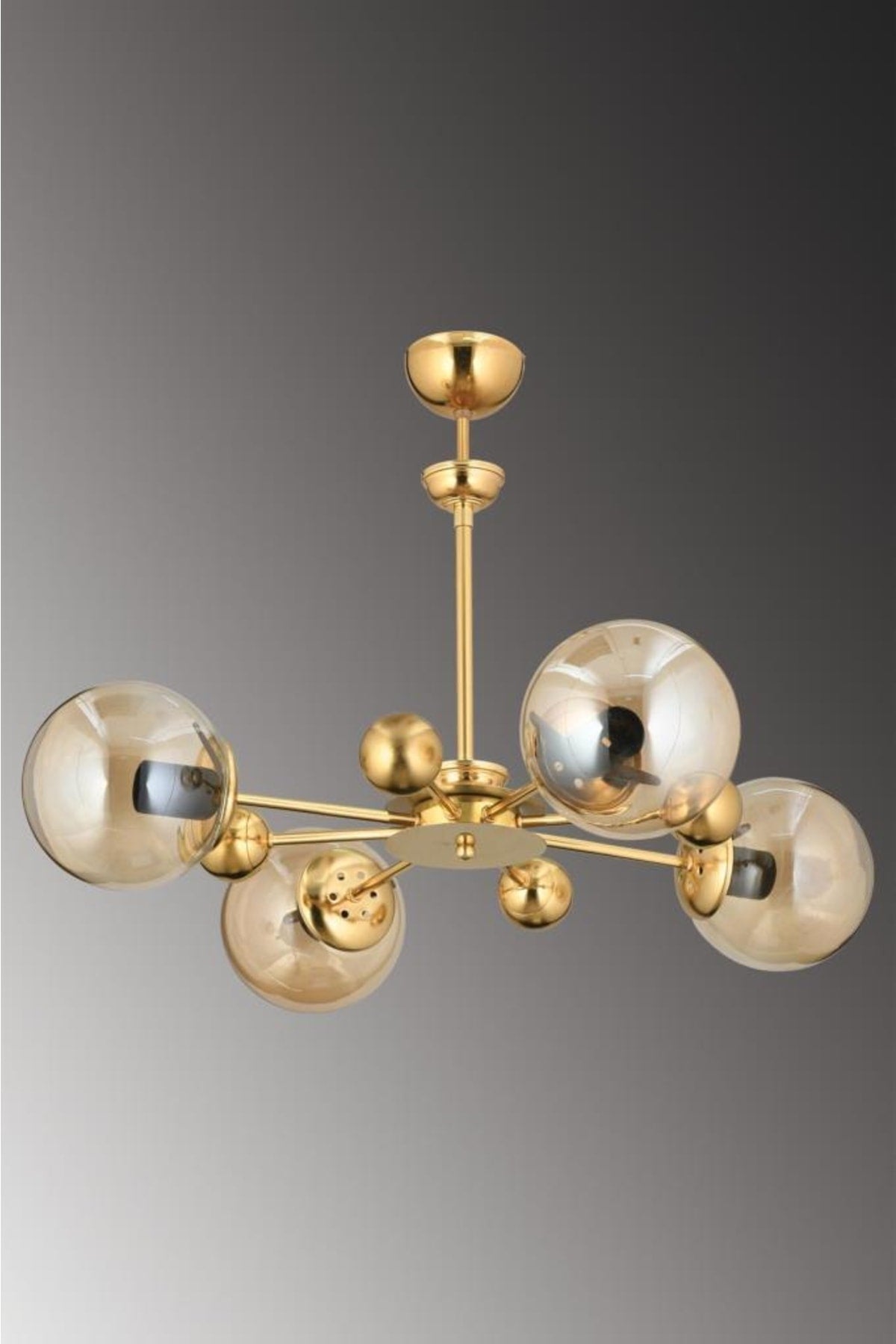 Nairobi 4-Piece Gold Case Yellow Globe Glass Chandelier