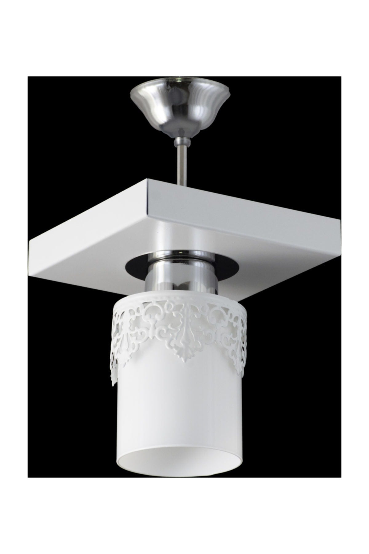 Single Modern Sports Model White Chandelier with Square Tray Crown