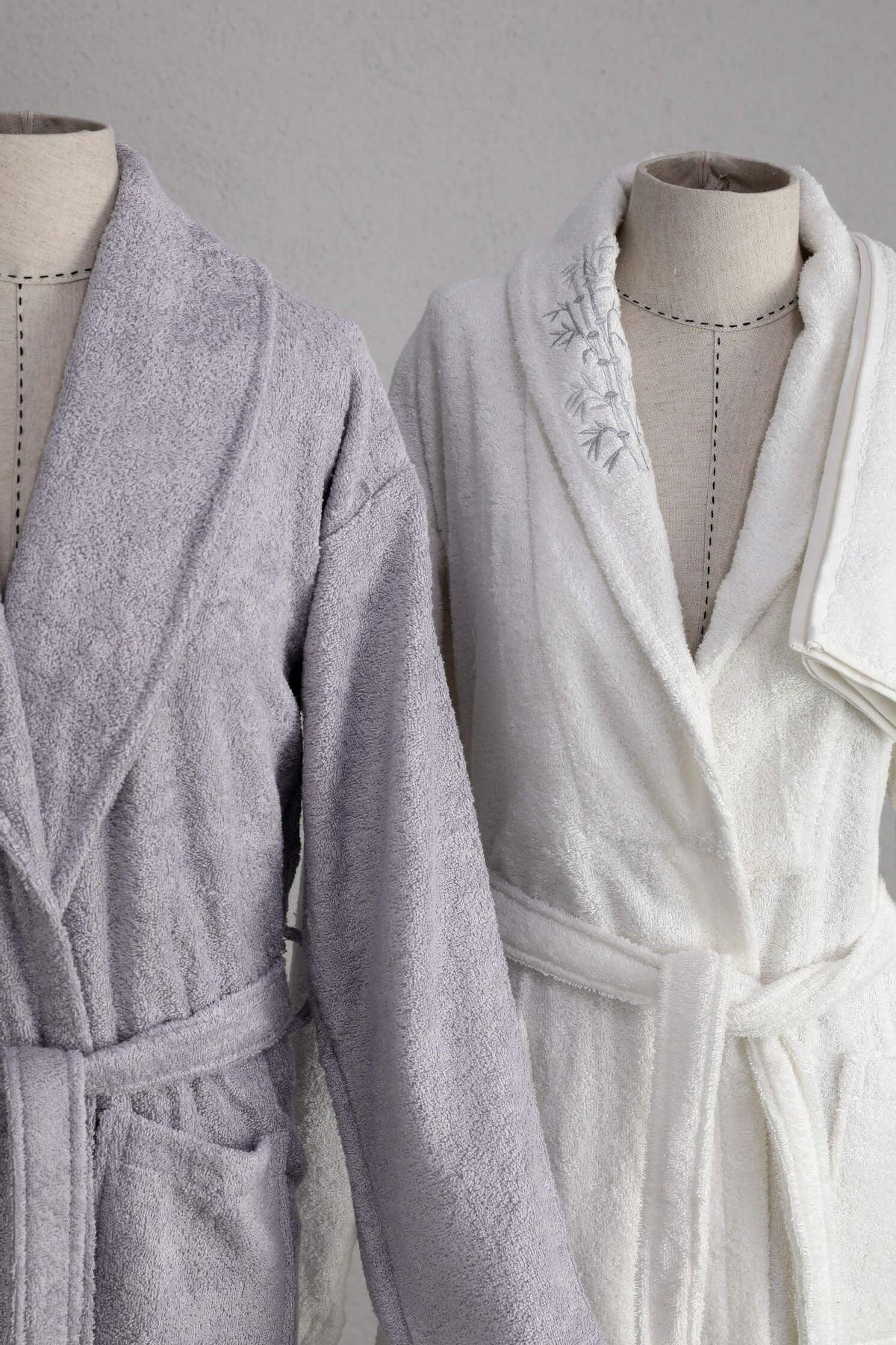 Nurpak Bamboo Family Bathrobe Set - Ecru - Gray - Swordslife