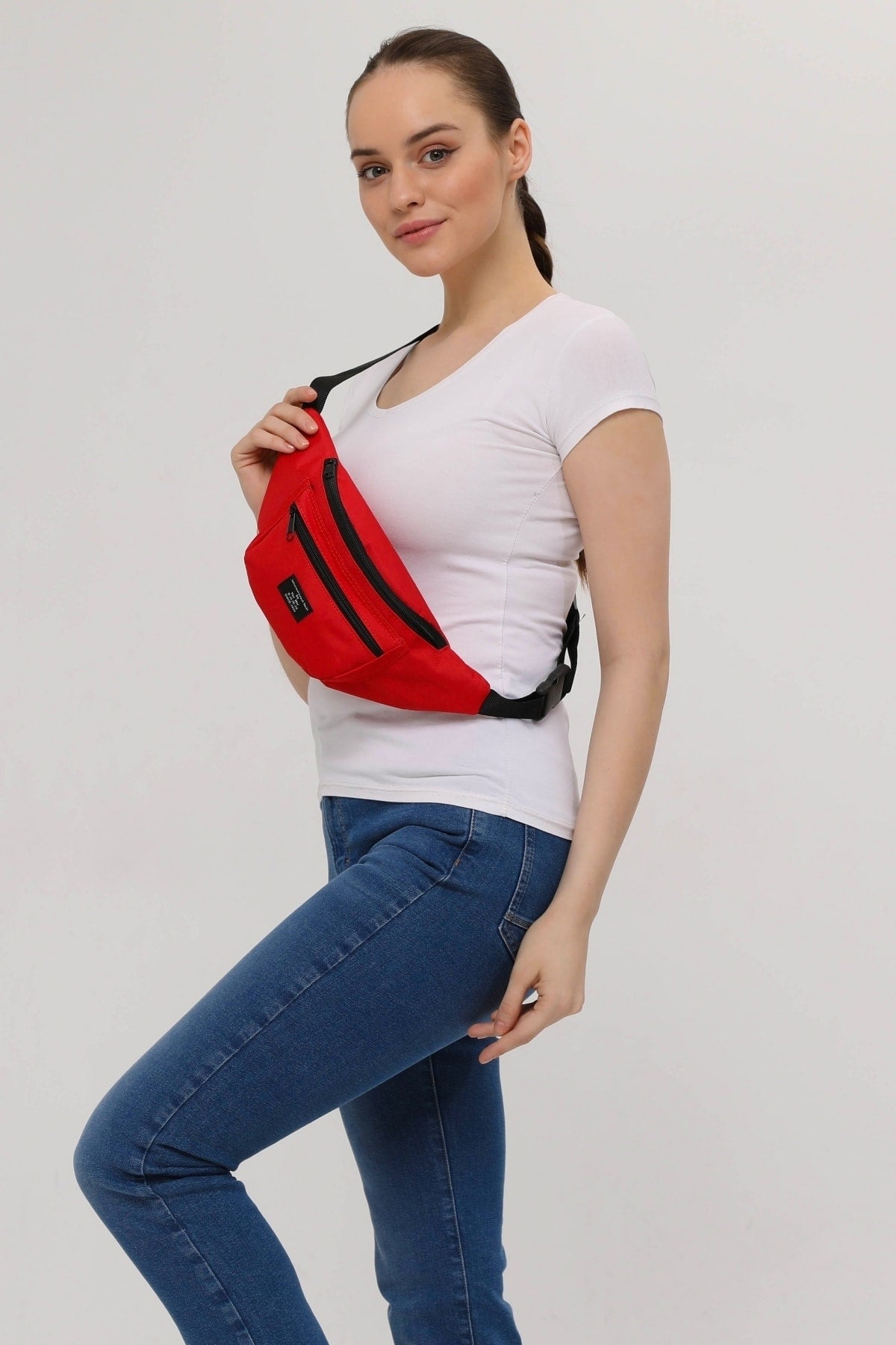 Unisex Red 2-Compartment Shoulder And Waist Bag