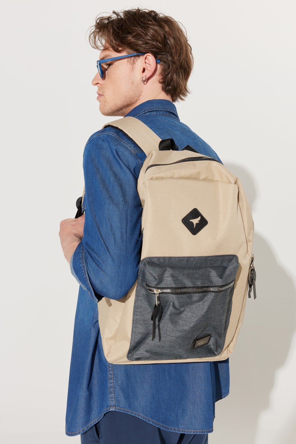 Men's Mink-Antrasti Logo School-Backpack