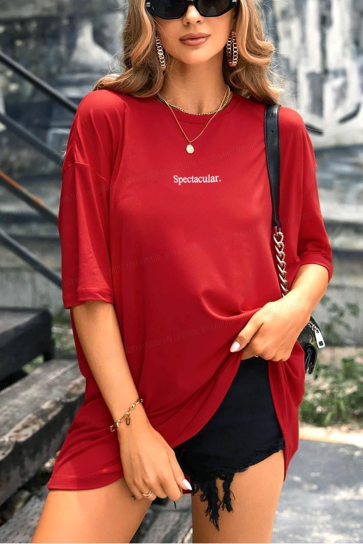 Spectacular Red Oversize Salas Boyfriend Women's T-shirt - Swordslife