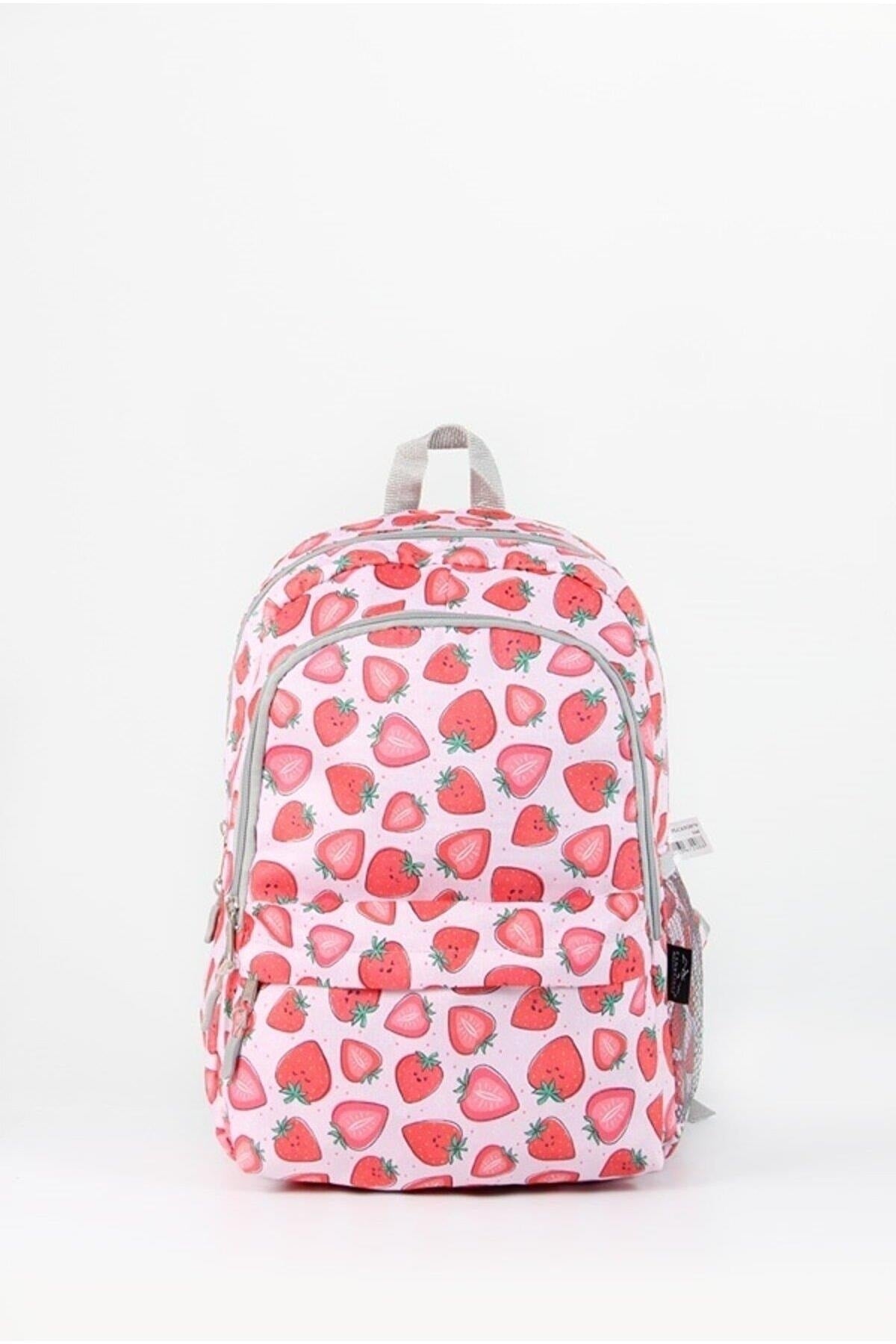 Strawberry Patterned Triple Primary School Bag Set