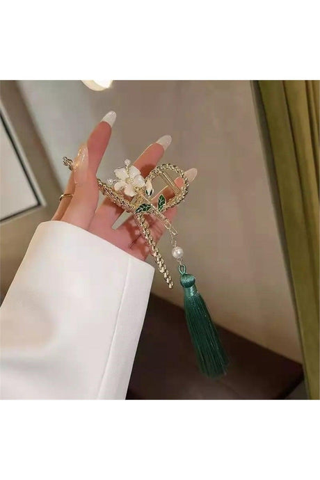 So-much Women's Green Tassel Detail Metal Latch Buckle-9 - Swordslife