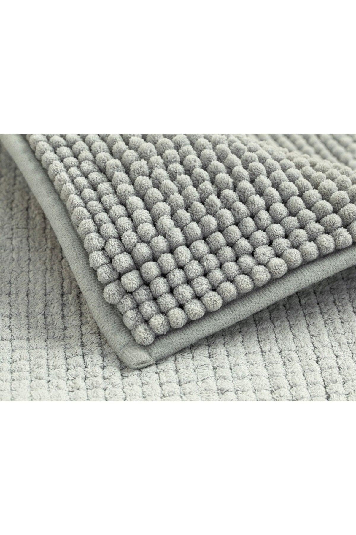 Paige Polyester Pasta Bath Mat Set 60x90 40x60 Cm Gray - Swordslife