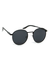 Risus Unisex Black Round Oval Uv400 Glass Sunglasses