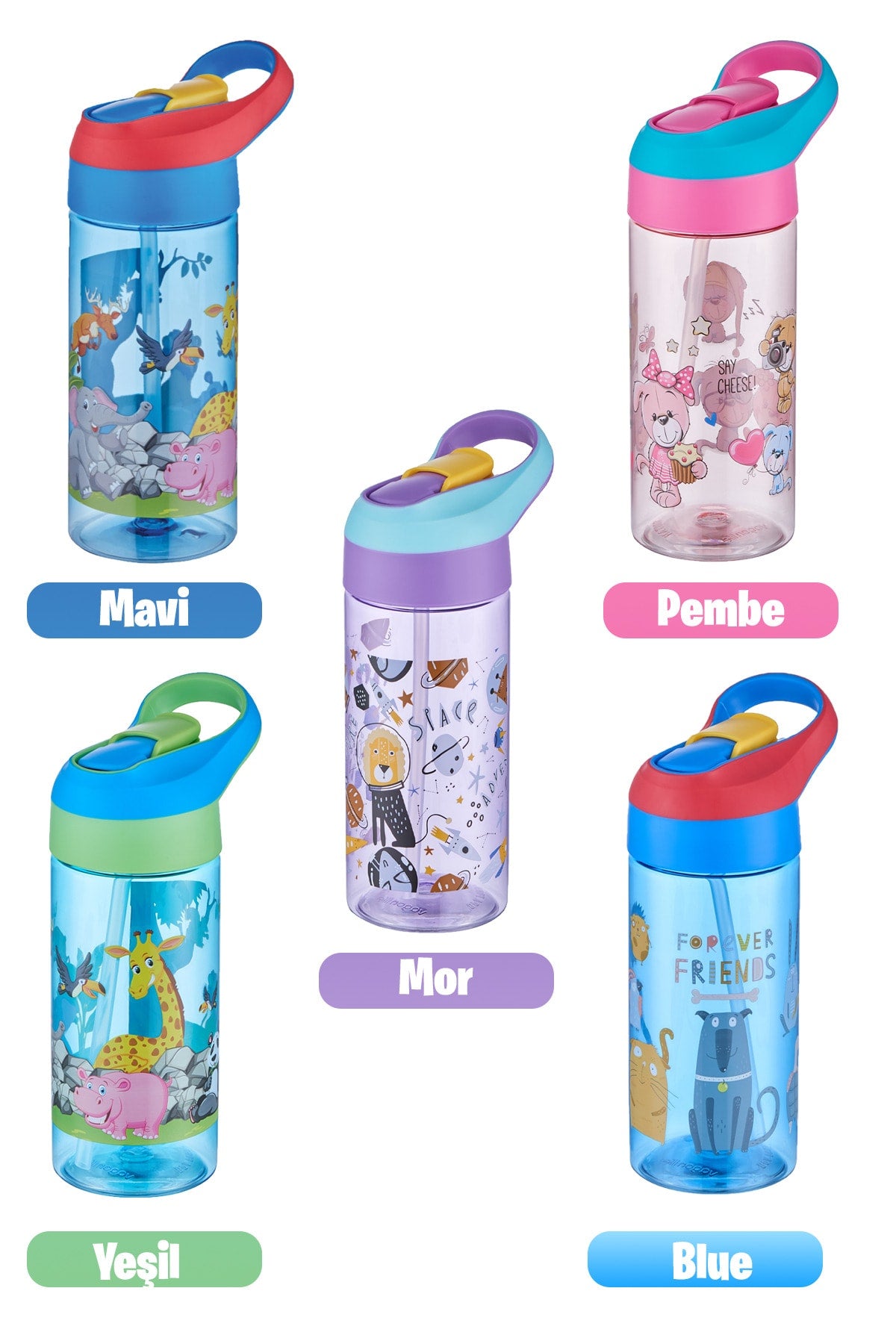 500ml Tritan Thick Children's School Water Bottle with Straw