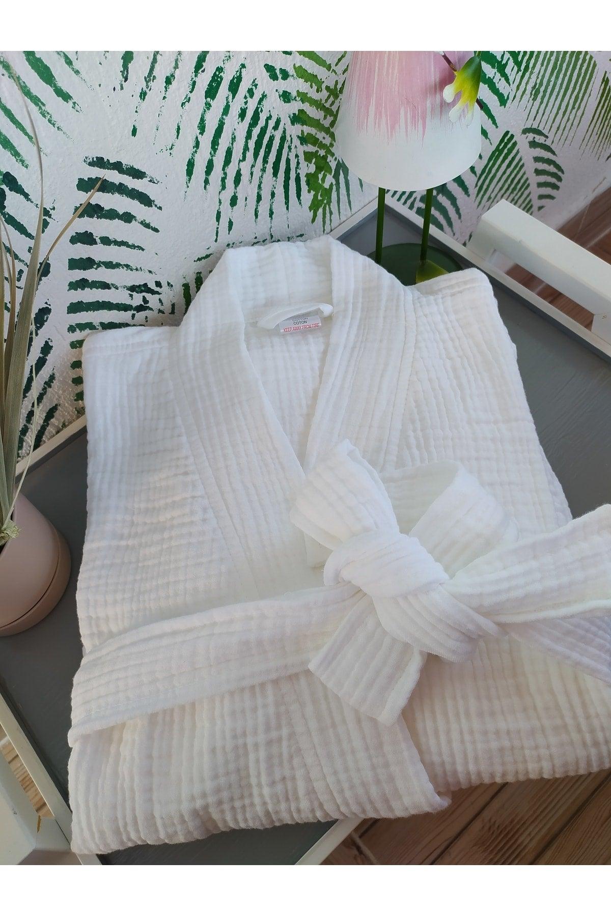 4 Layer Muslin Bathrobe White - Swordslife