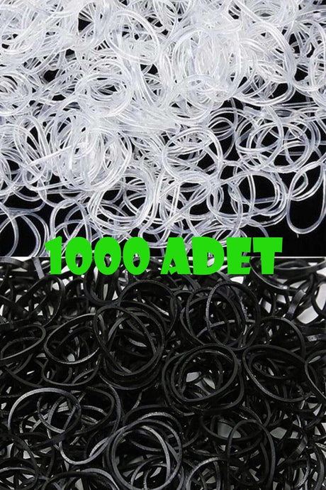 500 Pieces Black 500 Pieces Transparent Total 1000 Pieces Hair Braiding Elastic - Swordslife