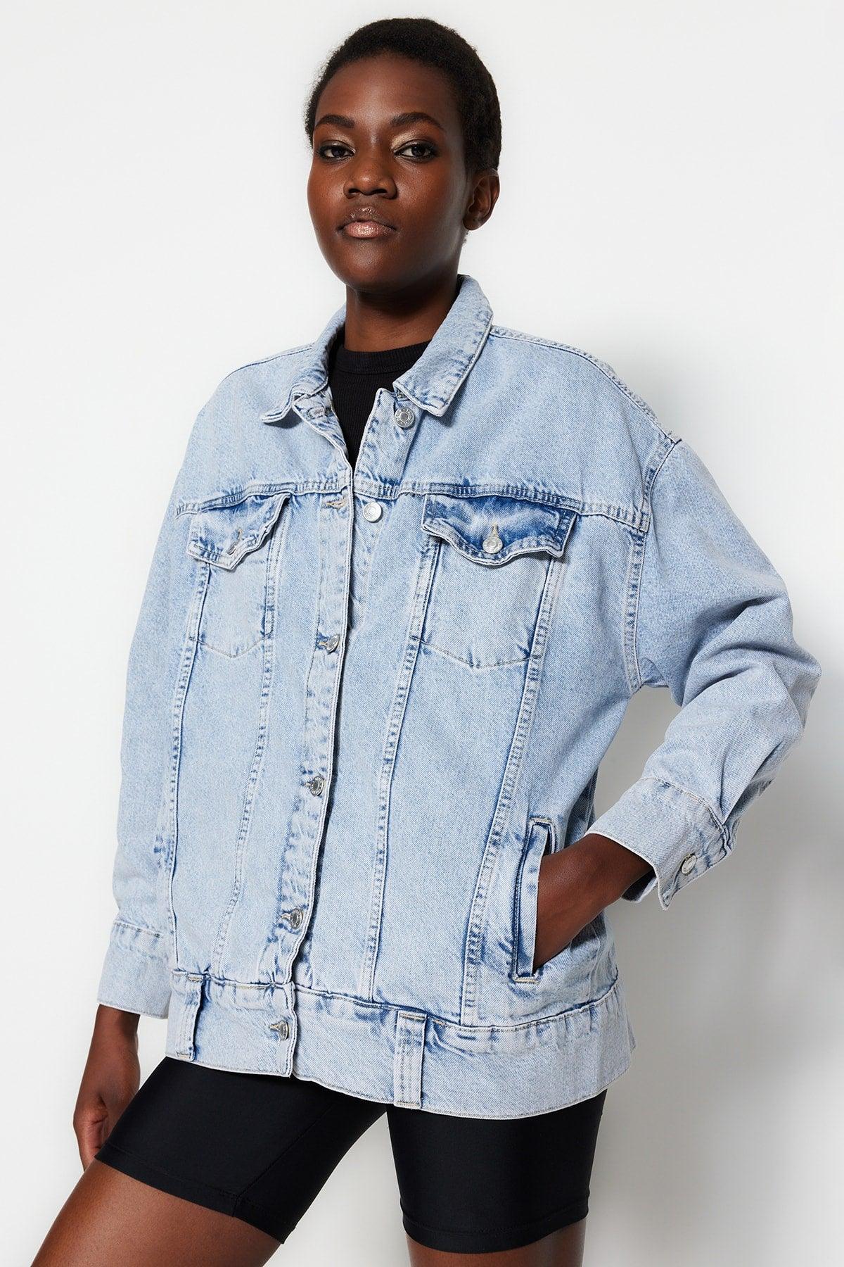 Light Blue Oversize Denim Jacket TWOSS23CE00020 - Swordslife