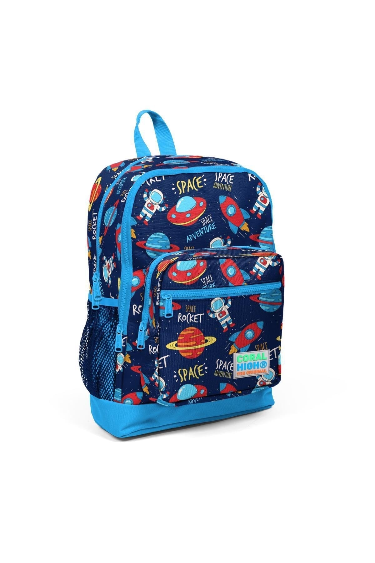 Kids Navy Blue Space Patterned USB 3-Piece School Bag Set SET0123280