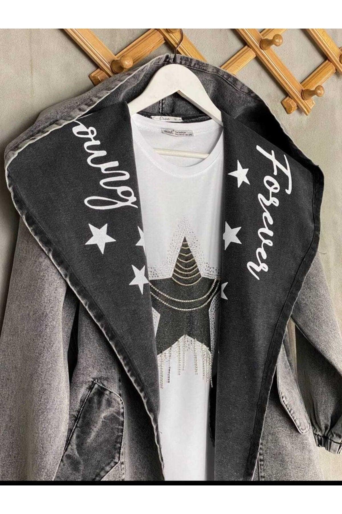 Women's Star Patterned Denim Jacket - Swordslife