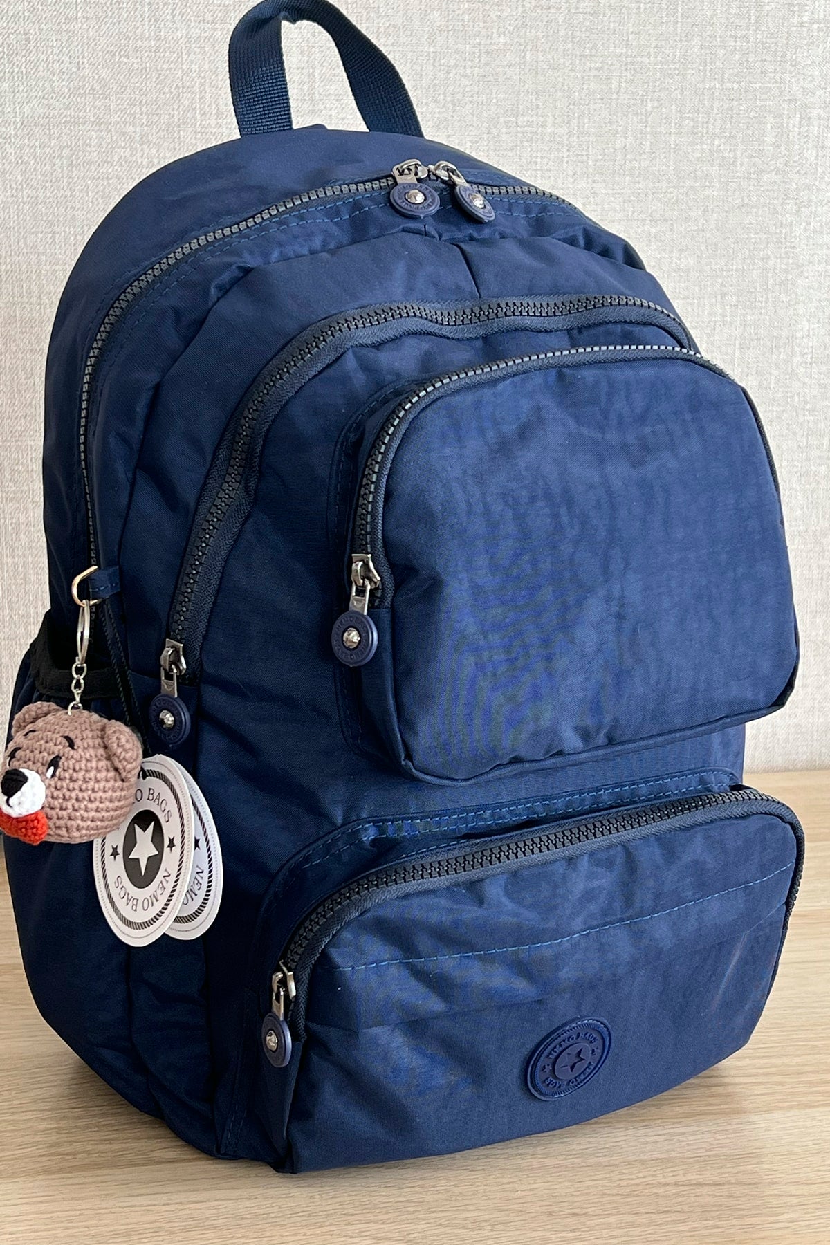 Dark Navy Blue Backpack School Bag 14 Inch Laptop Bag Duomino 18 lt 40 X 30 X 15 cm