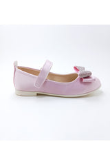 Girl's Stone Bow Satin Orthopedic Flats