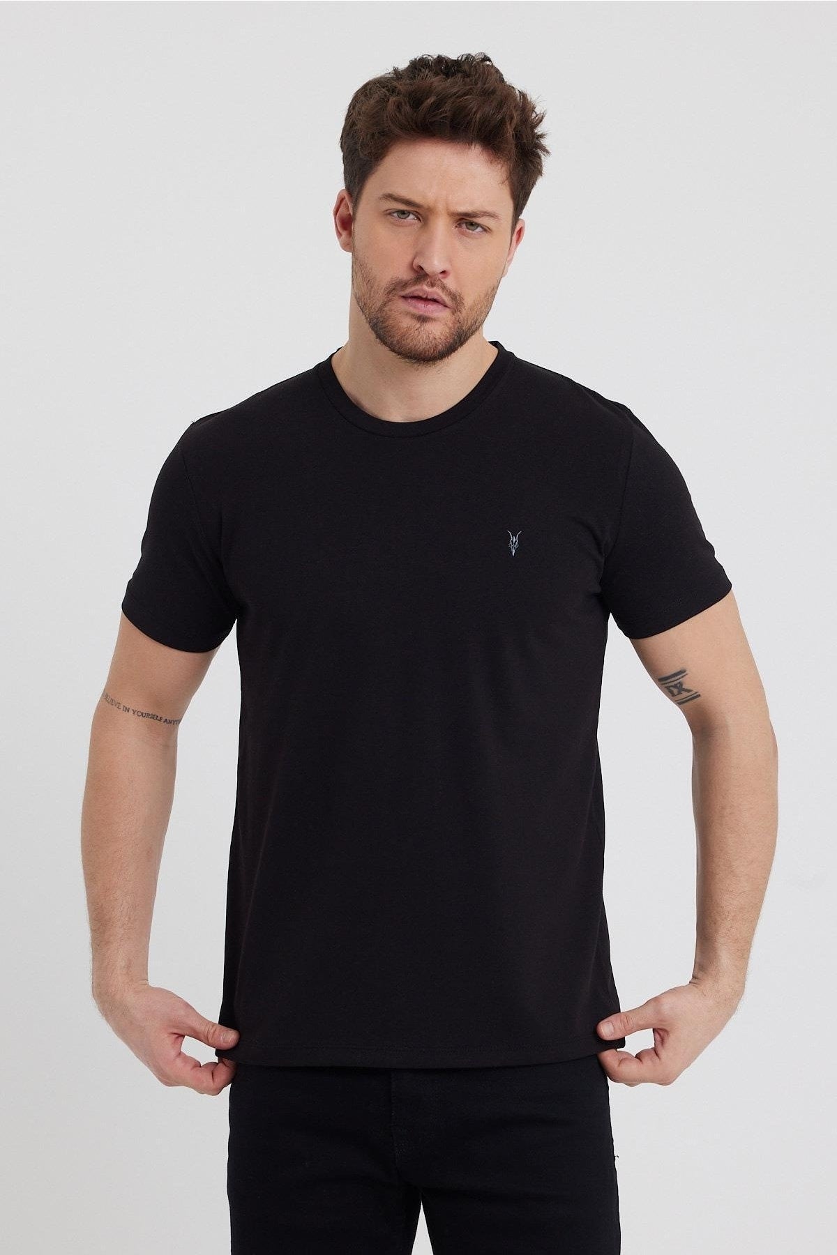 Black Standard Pattern Basic 5-Pack T-shirt