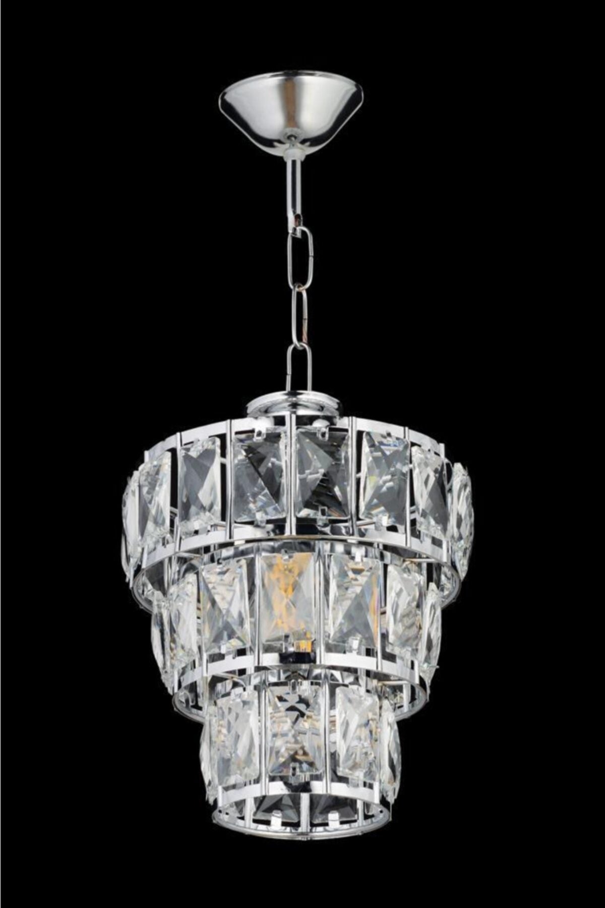 Mirac 3 Tier Crystal Silver Chandelier