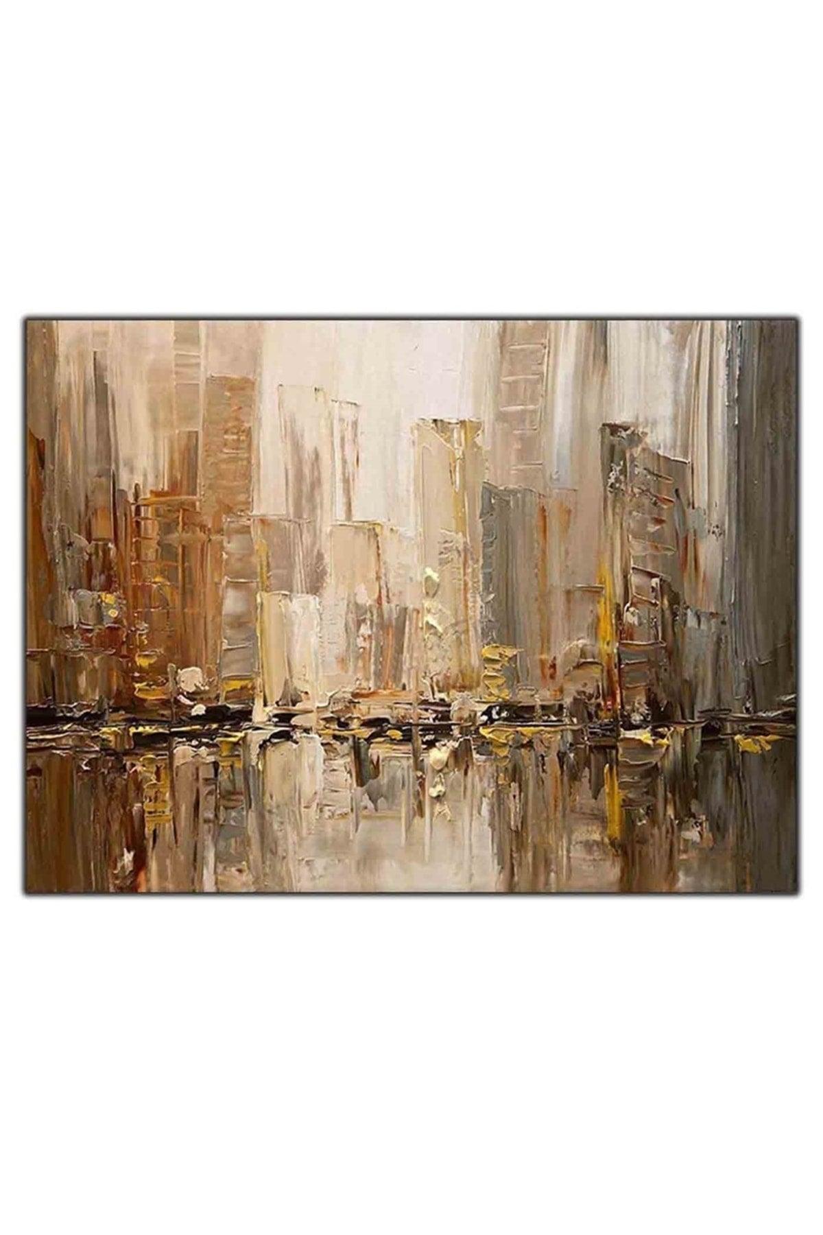 City Landscape Abstract Oil Painting Textured Canvas Print - Swordslife