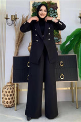 Women's Black Classic Pants Suit T 2038 - Swordslife