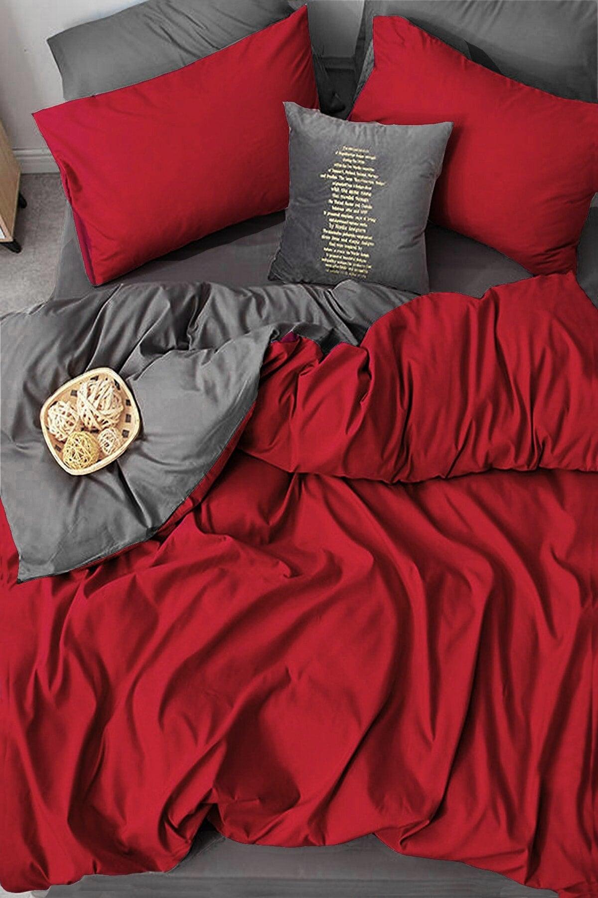 Elastic Linen Duvet Cover Set Double Red - Swordslife