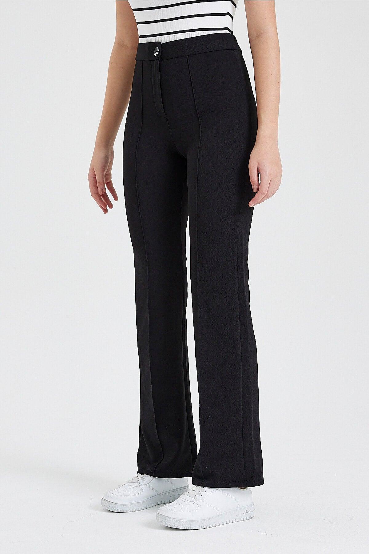 Women's Black High Waist Gatherer Bell-Length Palazzo Trousers - Swordslife