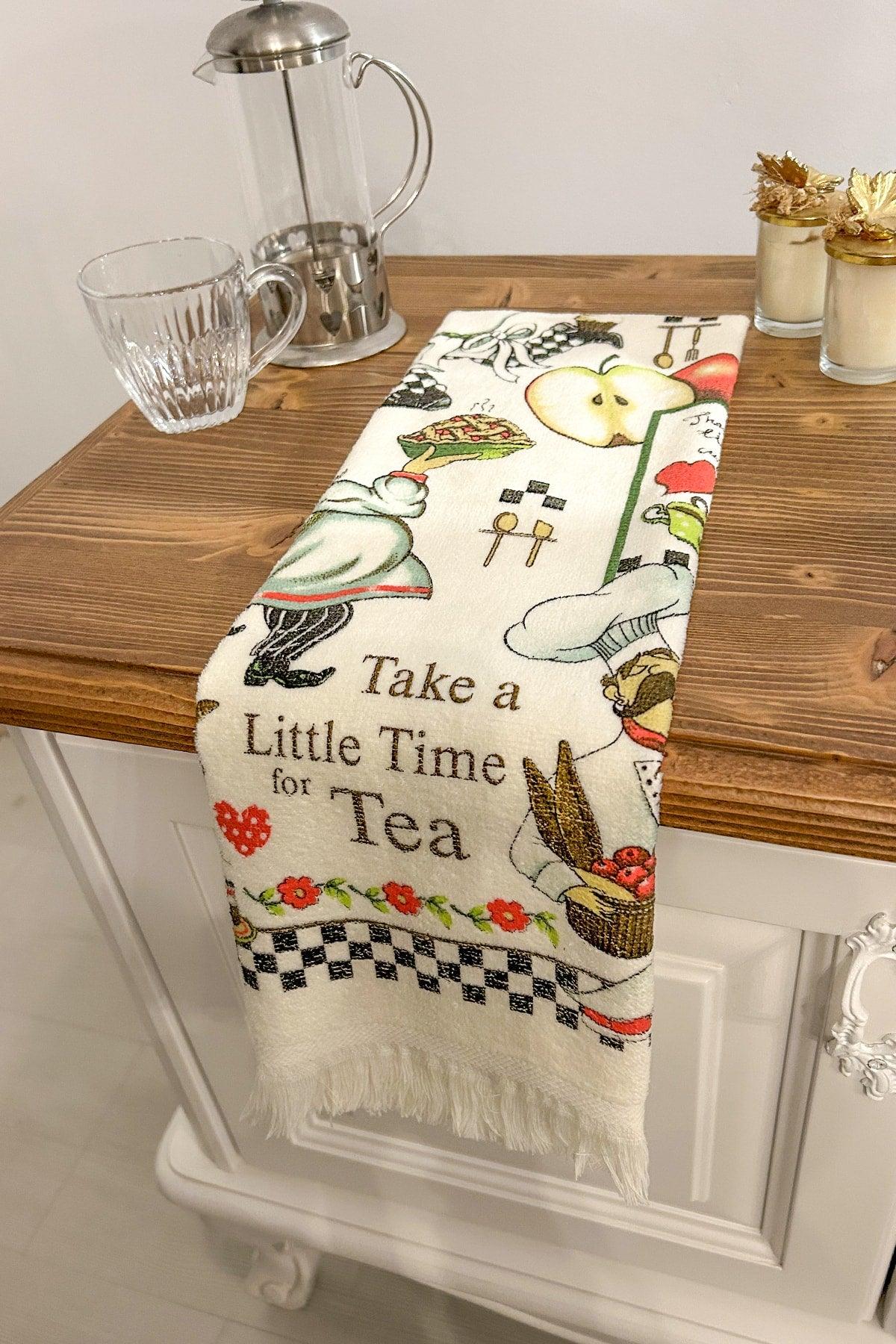 3 Piece Fringed Cotton 40x60 Cm Printed Towel Set Hand Face Kitchen Towel Soft Patterned Water Absorbent Set - Swordslife