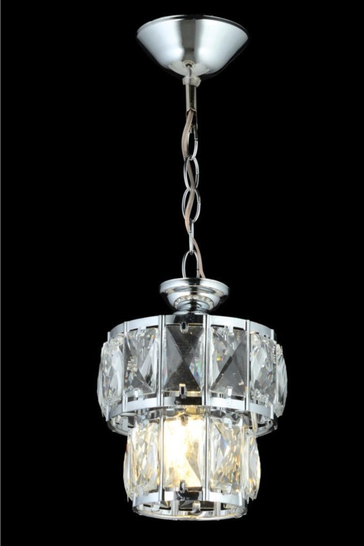 Miraç 2 Tier Single Silver Chandelier