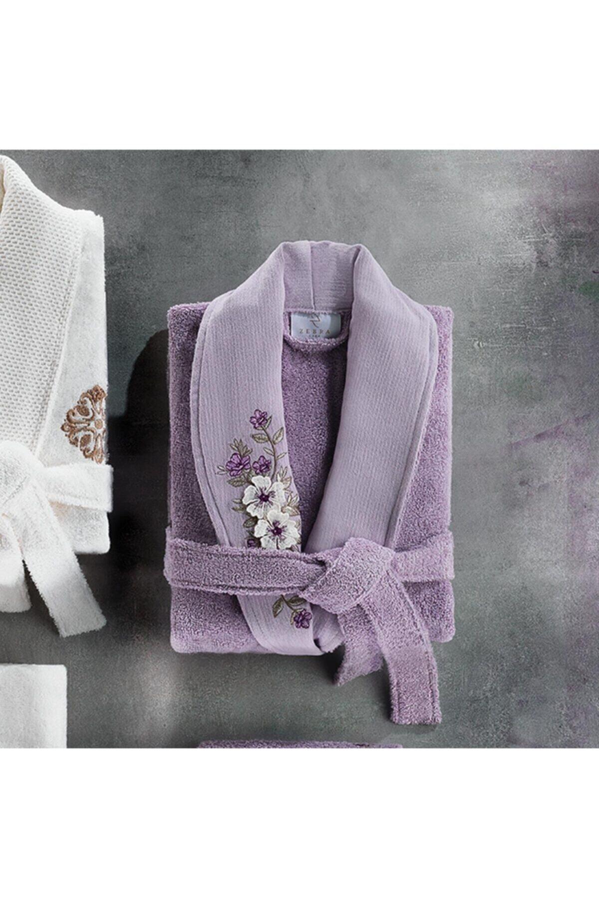 Frida Cream/Plum 3d Bamboo Family Bathrobe Set - Swordslife