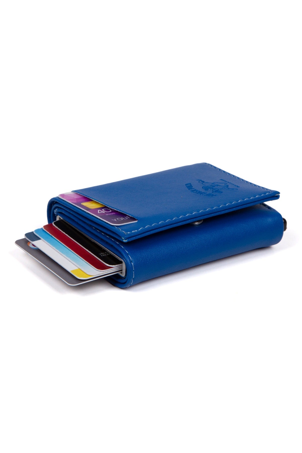 Men's Leather Aluminum Mechanism Sliding Card Holder Wallet with Paper Money Compartment (7,5x10cm)