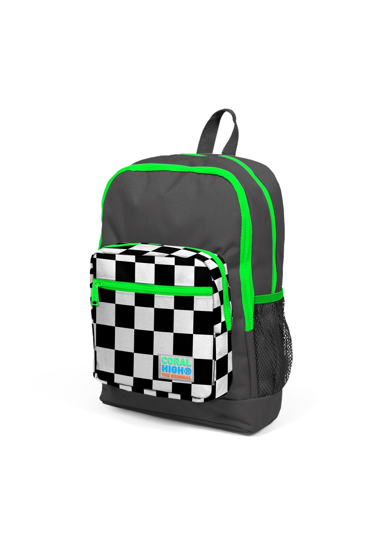 Kids Four Compartment Checkered Green 3-Piece School Bag Set