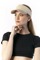 14055 UV Protected Leopard Patterned Beige Colored Open Top Visor Hat