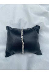 Men's Silver Gray Twist Chain Steel Bracelet