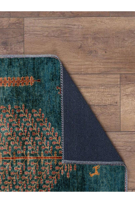 Traditional Pattern Washing Machine Washable Ethnic Rug Green - Swordslife
