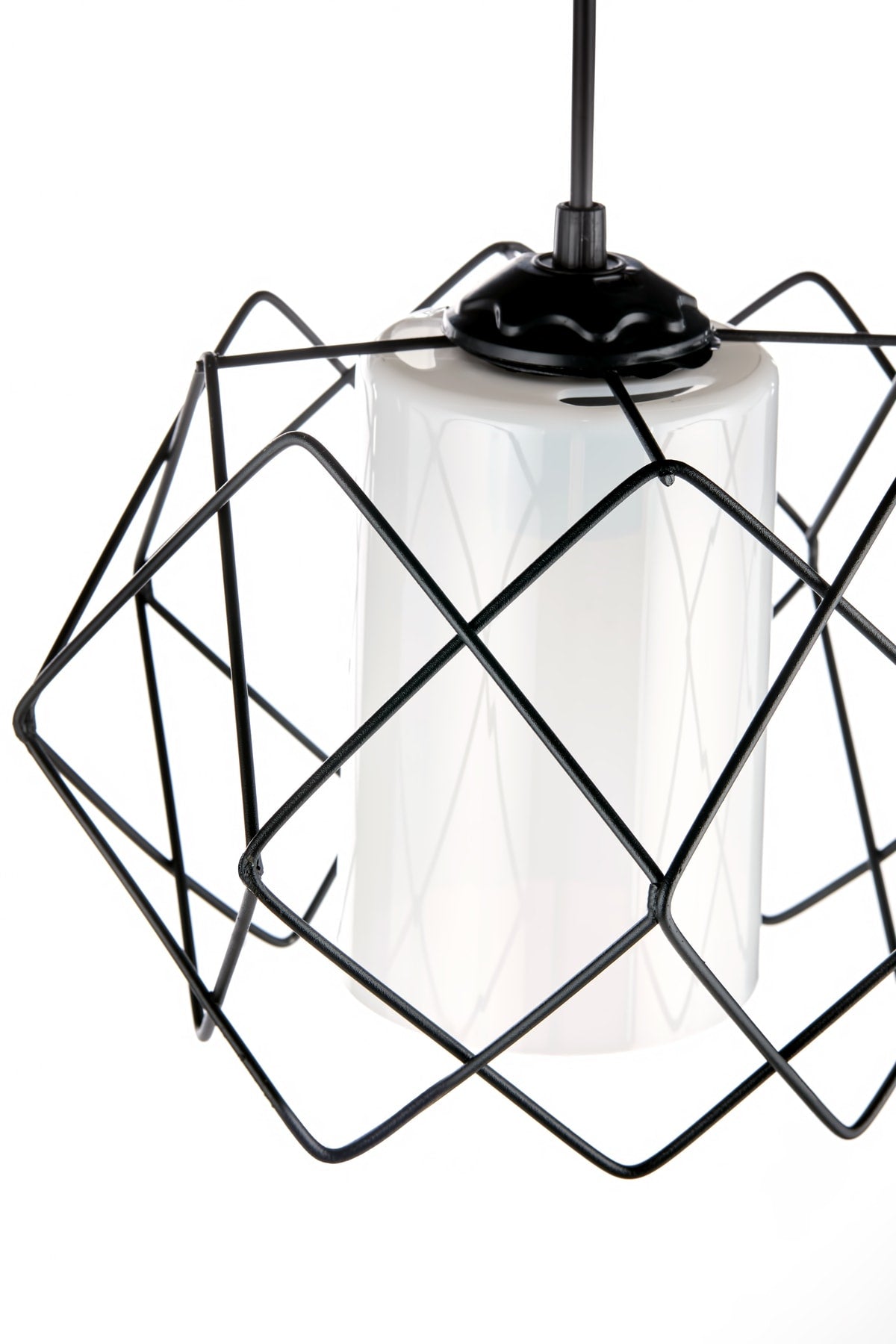 Black Design Multi Square Chandelier with White Mica Glass (1 PC)