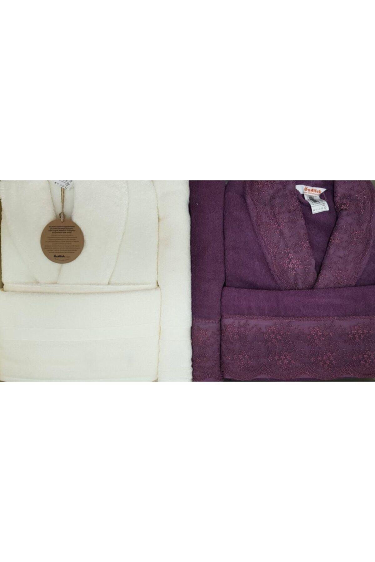 Branch Family Bathrobe Set Cream-Plum - Swordslife