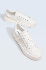 White Ribbed Sole Sneakers - Swordslife